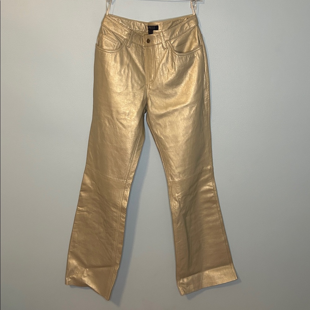 Vintage Junior Women’s Express Gold Leather Bootcut Pants, Size 9/10